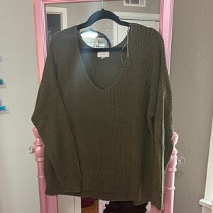 Lucky Brand Olive V-Neck Sweater